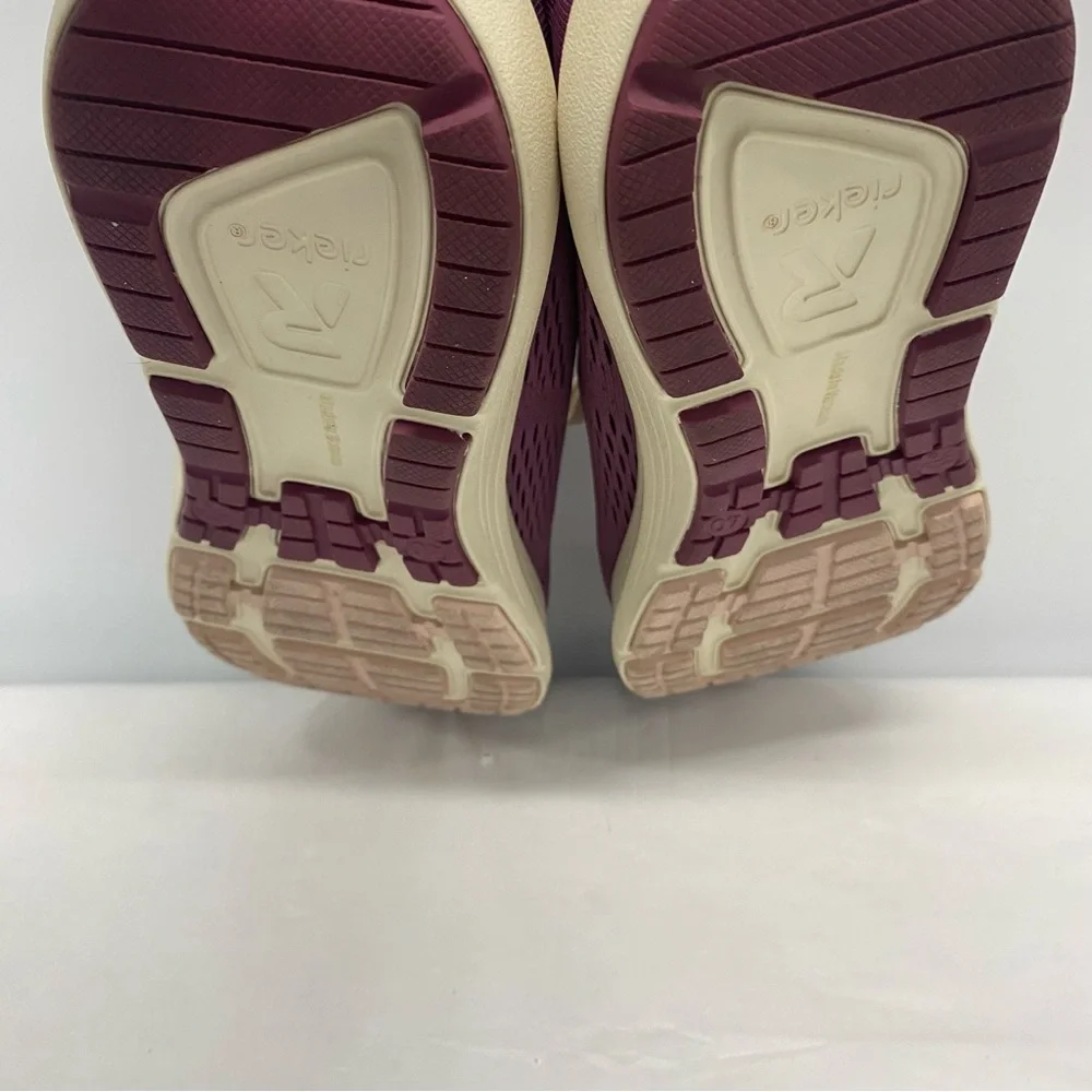 Rieker Evolution Soft Women's 40 Lightweight Knit Walking Sneakers - Plum/Cream
